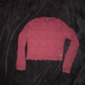 Ambiance burgundy lace top sz L